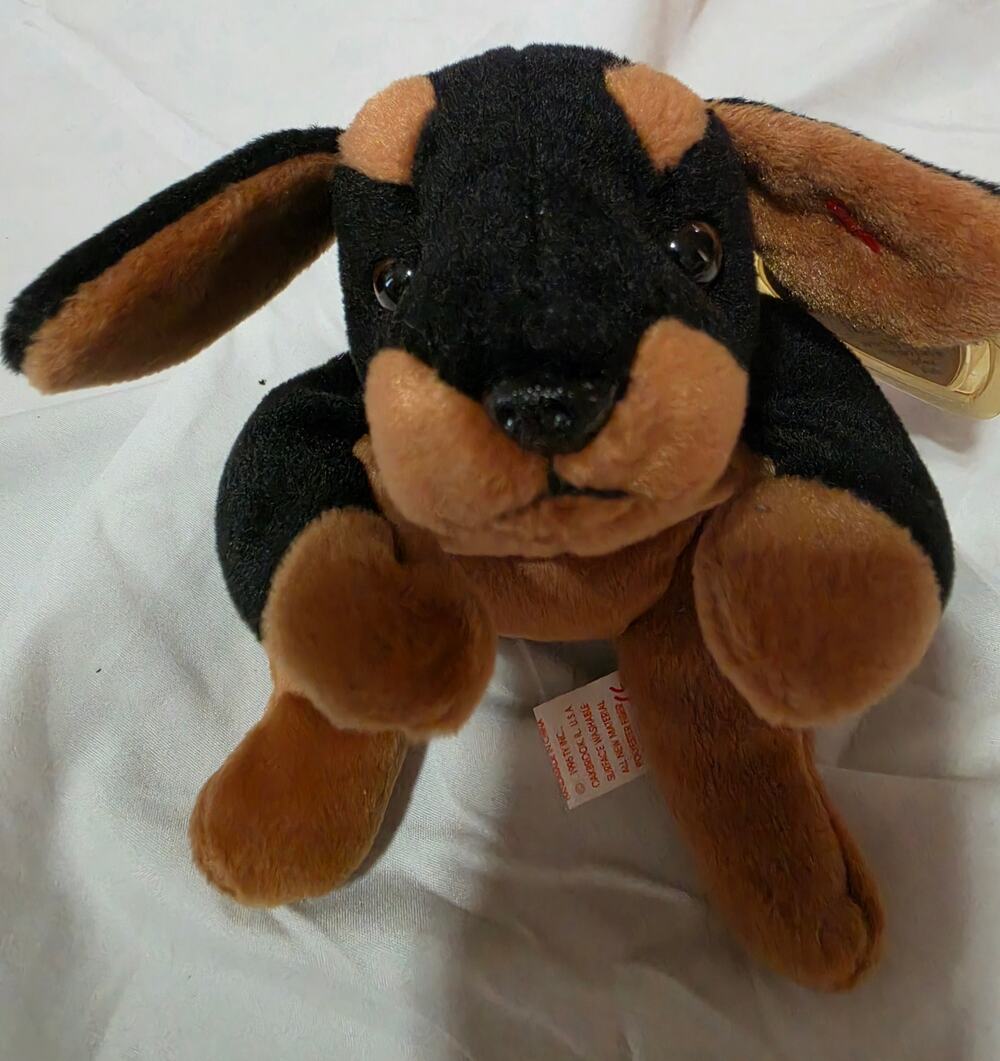 Vintage Ty Beanie Baby - DOBY the Doberman Dog (1996) Retired Collectible Plush
